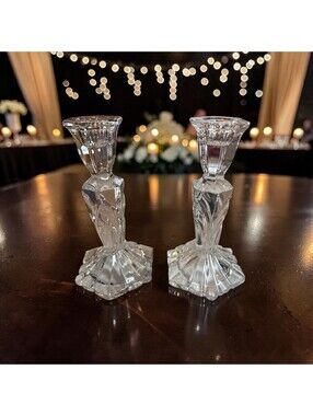 Windsor Candlesticks Vintage Crystal Candlesticks 7 "H Cut Glass Set of 2